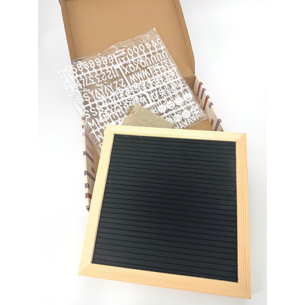 XO Sienna Felt Message Board Black with Wood Frame Letters and Emojis